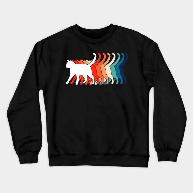 Retro Cat 70s 80s Vintage Funny Cat Crewneck Sweatshirt by KsuAnn